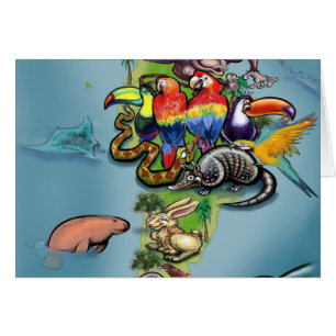Weltkarte südamerikanischer Tiere
