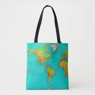 Weltkarte - Tote Beutel Tasche