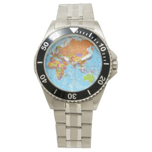 Weltkarte-Uhr Armbanduhr