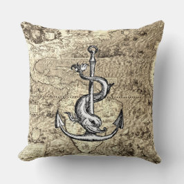 Weltkarte und Dolphin Kissen