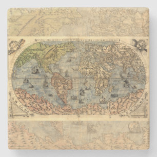Weltkarte Vintag Historischer Atlas Steinuntersetzer