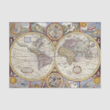 Weltkarte Vintage 10x15 Decoupage Seidenpapier