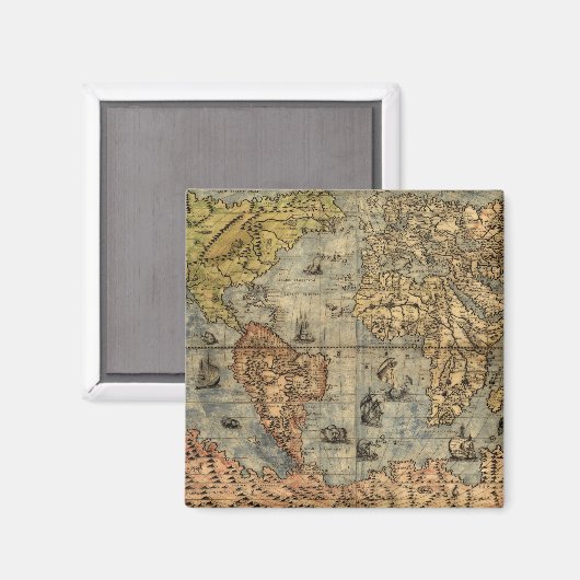 Weltkarte Vintager historischer Atlas Magnet (Vorderseite/Rückseite)