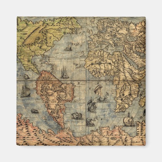 Weltkarte Vintager historischer Atlas Magnet (Vorne)