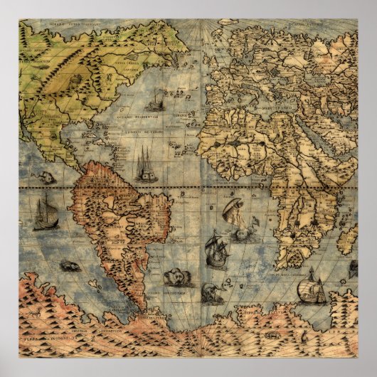 Weltkarte Vintager historischer Atlas Poster (Vorne)