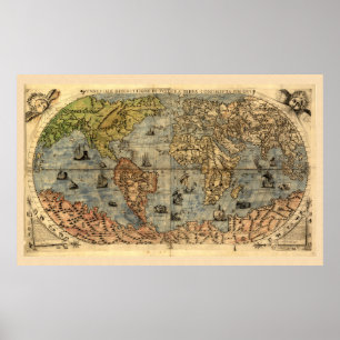 Weltkarte Vintager historischer Atlas Poster