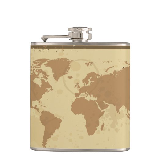 Weltkarte Vinyl Wrapped Flask Flachmann (Vorderseite)