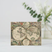 Weltkarte von 1689 postkarte (Stehend Vorderseite)