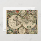 Weltkarte von 1689 postkarte (Vorne/Hinten)