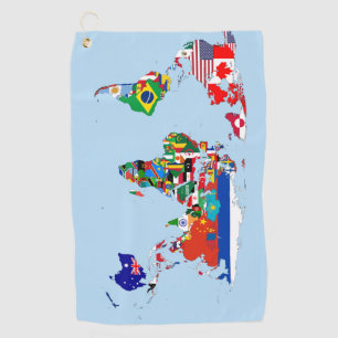 Weltkarte von Flags Golf Handtuch