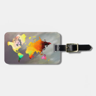 Weltkarte Wasserfarbe gestrichen Elegante Saubere Gepäckanhänger