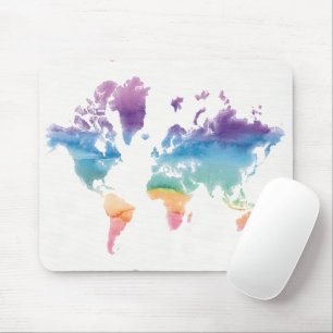 Weltkarte Wasserfarbe Mousepad