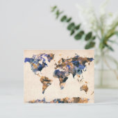 Weltkarte Wasserfarbe Postkarte (Stehend Vorderseite)