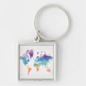 Weltkarte Wasserfarbe Schlüsselanhänger (Vorne)