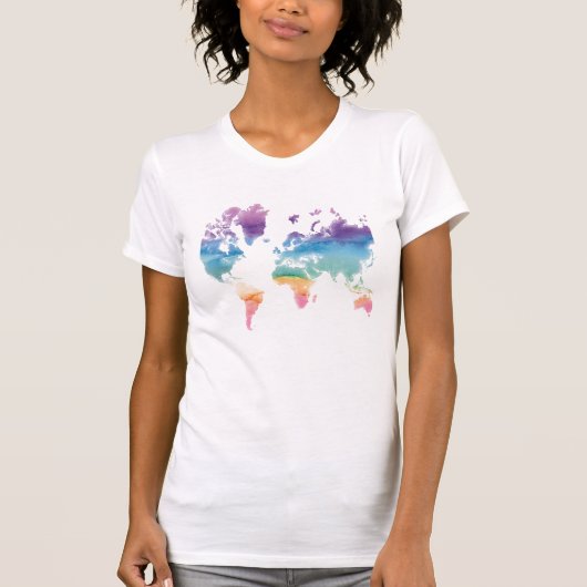 Weltkarte Wasserfarbe T-Shirt (Vorderseite)