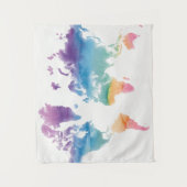 Weltkarte Wasserfarbe Wandteppich (Vorderseite)