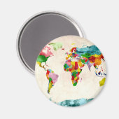 Weltkarte Wasserfarben Magnet (Vorderseite/Rückseite)