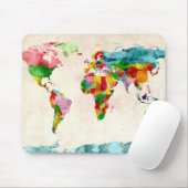 Weltkarte Wasserfarben Mousepad (Mit Mouse)