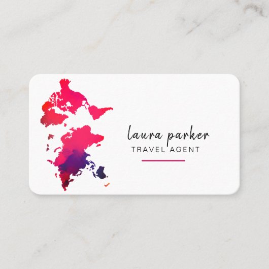 Weltkarte Wasserfarbenen Agent Saubere Elegante Visitenkarte (Vorderseite)