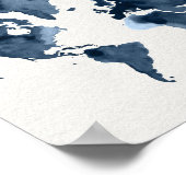 Weltkarte Watercolor Navy Poster (Ecke)