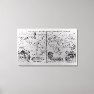 Weltkarte, welche die Expeditionen einzeln Leinwanddruck