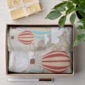 Weltkarte-Weltforscher-Heißluft-Ballon u. Wolken Seidenpapier (Geschenk)