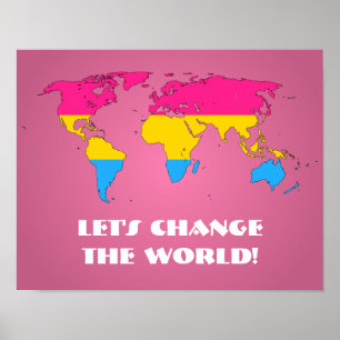 Weltkarte zum Stolz auf Pansexualität Poster