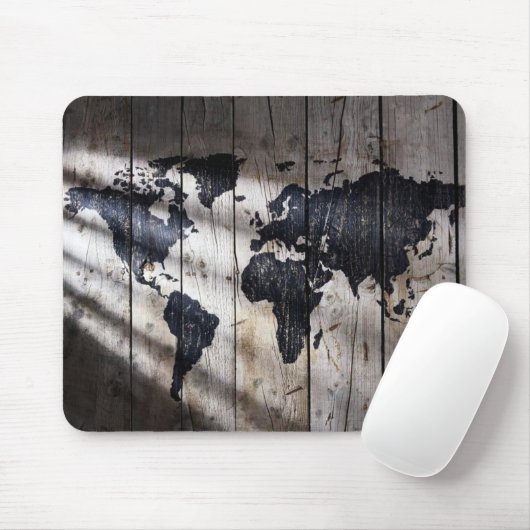 Weltkarte zur Holzstruktur Mousepad (Mit Mouse)