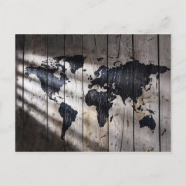 Weltkarte zur Holzstruktur Postkarte