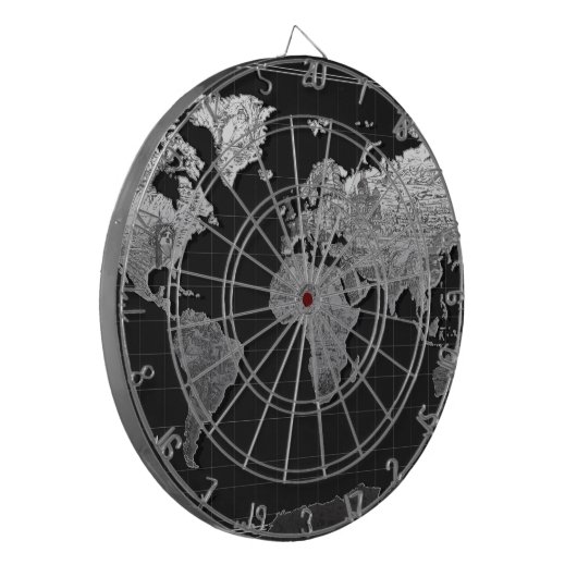 Weltkartegalaxie Schwarzweiss-4 Dartscheibe (Vorderseite Links)
