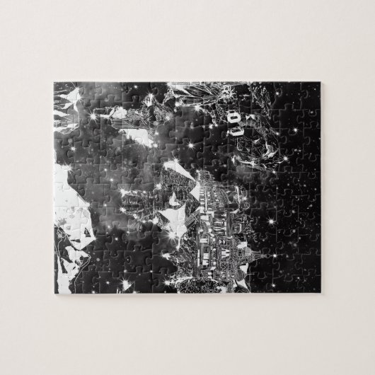 Weltkartegalaxie Schwarzweiss Puzzle (Horizontal)