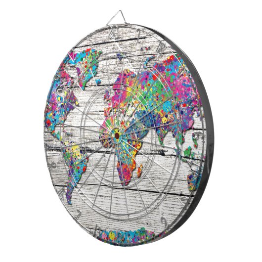 Weltkarteholz Dartscheibe (Vorderseite rechts)