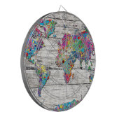 Weltkarteholz Dartscheibe (Vorderseite Links)