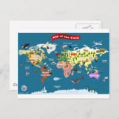 Weltkarten für Kinder Postkarte (Vorne/Hinten)