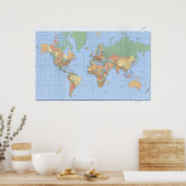 Weltkarten, gedrucktes Kartenplakat 23x36 oder and Poster (Küche)