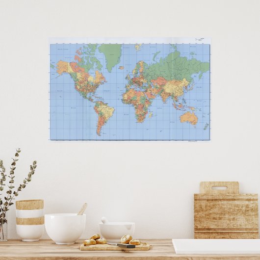 Weltkarten, gedrucktes Kartenplakat 23x36 oder and Poster (Küche)