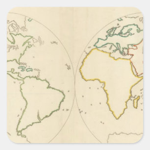 Weltkarten-Kontur 2 Quadratischer Aufkleber