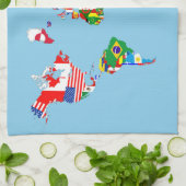 Weltkarten-Landflaggen-Symbol-Silhouette Küchentuch (Gefaltet)