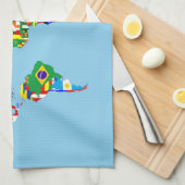 Weltkarten-Landflaggen-Symbol-Silhouette Küchentuch (Viertel Falte)