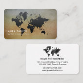 Weltkarten-Reise-Agentwatercolor-Schwarz-Tourismus Visitenkarte (Vorne/Hinten)