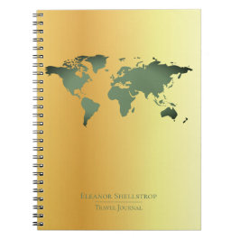 Weltkarten-Reise-Zeitschrift auf Notizblock