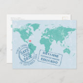 Weltkarten-Save the Date Postkarte EDITABLE FARBEN (Vorne/Hinten)