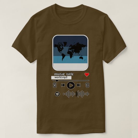 Weltkartenmusik im Musikplayer T-Shirt (Design vorne)