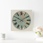 Weltkartenuhr Quadratische Wanduhr (Zuhause)