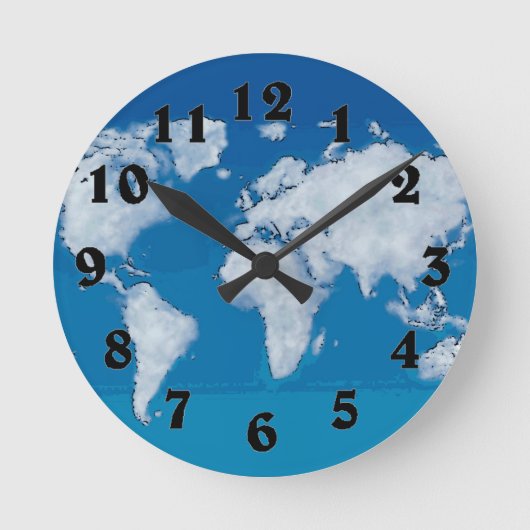 Weltkartenuhr Runde Wanduhr (Vorderseite)