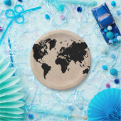 Weltkarteschwarzes Pappteller (Party)