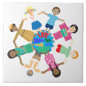 Weltkinder mit Händen Fliese (Vorderseite)