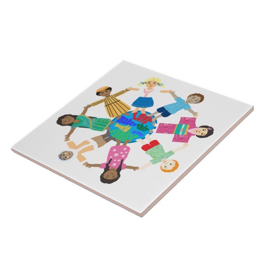 Weltkinder mit Händen Fliese (Seite)