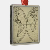 WeltKonturdoppelthemisphäre Silbernes Ornament (Rechts)