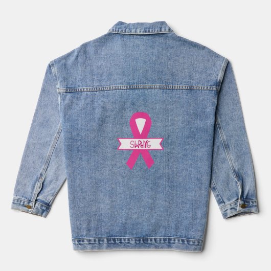 Weltkrebstag stark in Rosa Jeansjacke (Rückseite)